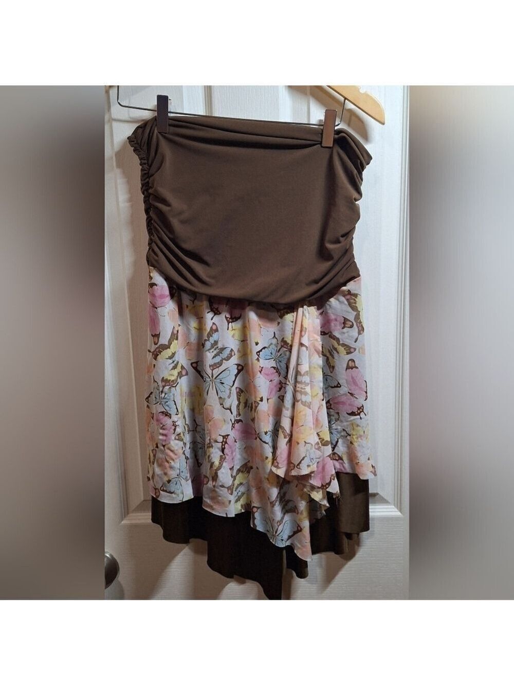 Ideology Floral Butterfly Brown Pink Skirt XL